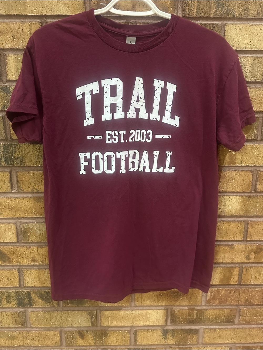 Gildan Burgundy Heavy Cotton Tee with White Distressed Print